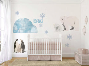 ANTARCTICA WATERCOLOR  Set Personalized Custom Name Wall Sticker Decal WC176