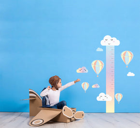 Tableau de hauteur de croissance de ballon à air chaud pour autocollant mural WC202 pour enfants