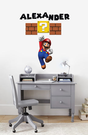 Super Mario Personalized Custom Name Wall Sticker Decal WC204