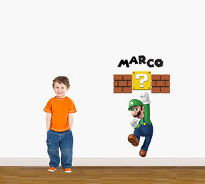 Luigi Super Mario Bros Personnalisé Custom Name Wall Sticker Decal WC207