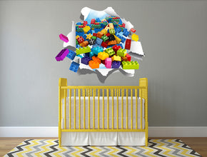 Lego Bricks Explosion Torn Paper Effect Wall Sticker Decal WC218
