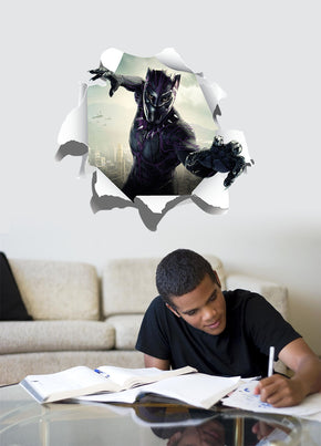 Black Panther Superhero 3D Torn Paper Style Wall Sticker Decal WC223
