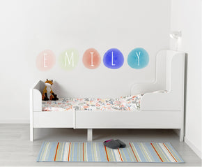 Kids Watercolor Dots Name Set Personalized Custom Name Wall Sticker Decal WC235