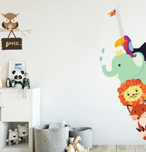 Kids Animals Cartoon Personnalisé Custom Name Wall Sticker Décalque WC241