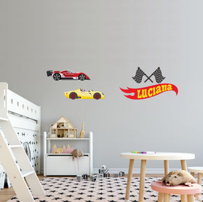 PERSONALIZED RACE CARS SET  Wall Sticker Decal WC309