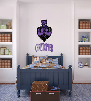 Black Panther Superhero Personalized Wall Sticker Decal WC328