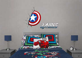 Captain America Shield Personalized Custom Name Wall Sticker Decal WC334