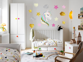 Unicorn Hearts & Stars Super-Set Wall Sticker Decal WC355