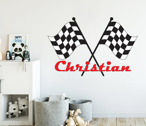 Custom RACING NAME Race Car Theme Personalized Wall Sticker Decal WC367