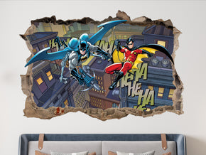 Batman & Robin 3D Smashed Wall Decal Wall Sticker JS136