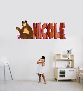 Masha And The Bear Personalized Custom Name Wall Sticker Decal WP106