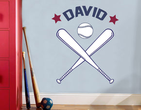 Kids Baseball Personalized Custom Name Wall Sticker Decal WP123