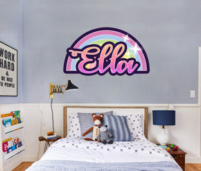 Rainbow Personnalisé Custom Name Wall Sticker Decal Kids WP154