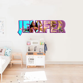 Moana & Rapunzel personnalisé nom personnalisé sticker mural autocollant WP167