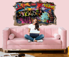 PERSONALIZED Graffiti WALL 3D Smashed Broken Decal Wall Sticker WP173