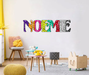 Glitter Rainbow Colorful Personalized Custom Name Wall Sticker Decal WP217
