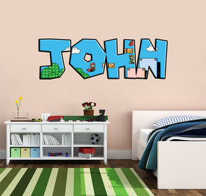 Super Mario Bros Retro Personalized Custom Name Wall Sticker Decal WP21