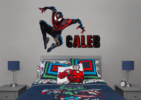 Spider-Man Miles Morales Super Hero Personalized Custom Name Wall Sticker Decal WP221