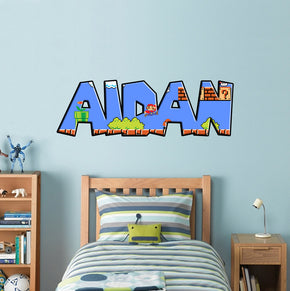 Super Mario Retro Personnalisé Custom Name Wall Sticker Decal WP22