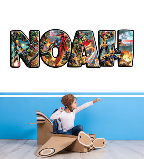 Comics Superheroes Personalized Custom Name Wall Sticker Decal WP232