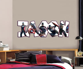 Captain America Personnalisé Custom Name Wall Sticker Decal WP23