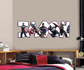Captain America Personalized Custom Name Wall Sticker Decal WP23