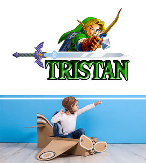 Link Legend Of Zelda Personalized Custom Name Wall Sticker Decal WP248