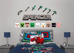 Minecraft Personalized Name Set Wall Sticker Decal WP252