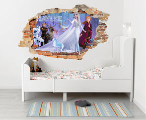 FROZEN Personalized 3D Smashed Bricks Hole Effect Decal Wall Sticker WP265