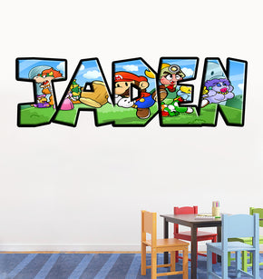 PAPER MARIO Personalized Custom Name Wall Sticker Decal WP276