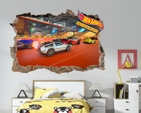 HOT WHEELS Personalized 3D Smashed Hole Effect Decal Wall Sticker WP327