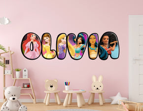 Disney Princess Personalized Custom Name Wall Sticker Decal WP329