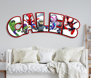 THE AVENGERS Super Heroes Personnalisé Custom Name Wall Sticker Decal WP75