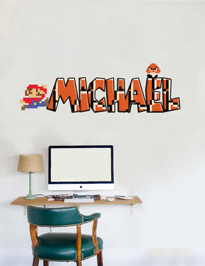 Super Mario Bros Retro Personnalisé Custom Name Wall Sticker Decal WP34