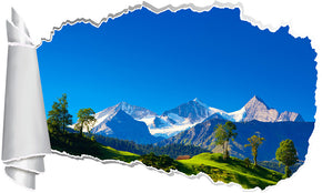 Mountains Alps 3D Torn Paper Hole Ripped Effect Decal Wall Sticker