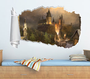 Harry Potter Poudlard Castle 3D Torn Paper Effect Autocollant mural WT115