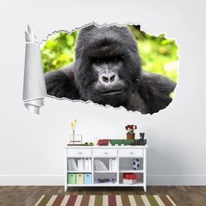 Gorilla Monkey 3D Torn Paper Hole Ripped Effect Decal Wall Sticker