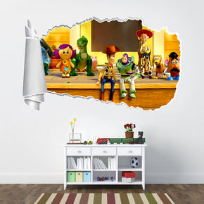 Toy Story Buzz Woody 3D Torn Paper Hole Ripped Effect Autocollant mural de décalque WT242