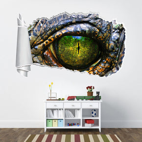 Crocodile Eye 3D Torn Paper Hole Ripped Effect Decal Wall Sticker