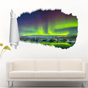 Aurora Borealis Sky Light 3D Torn Paper Hole Ripped Effect Decal Wall Sticker