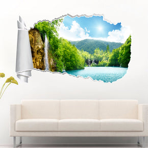 Forest Lake 3D Torn Paper Hole Ripped Effect Decal Wall Sticker