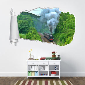 Royal Duchy Train 3D Torn Paper Hole Ripped Effect Decal Wall Sticker