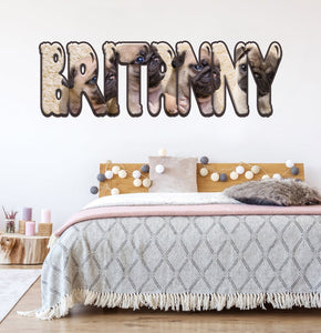 Pug Dogs Custom Personalized Name Wall Sticker Decal WP157