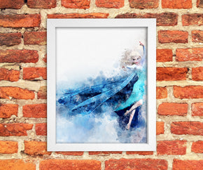 ELSA Frozen Watercolor Art Digital File Instant Download, Print-At-Home
