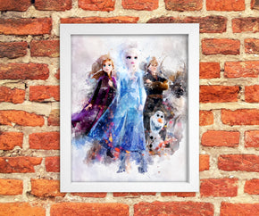 Frozen Movie Characters Watercolor Art Digital File Instant Download, Print-At-Home