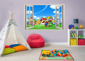 Paper Mario 3D Window View Wall Sticker Decal J1512