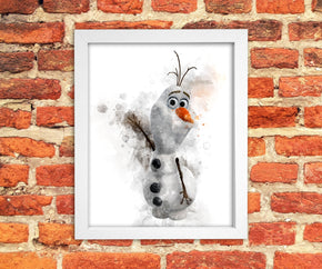 OLAF Frozen Watercolor Art Digital File Instant Download, Print-At-Home
