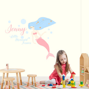 Kids Cartoon Mermaid Personnalisé Custom Name Wall Sticker Décalque WC234