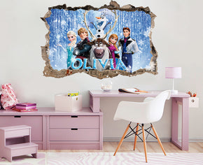 FROZEN Personalized 3D Smashed Hole Effect Decal Wall Sticker WP263