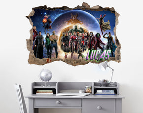 THE AVENGERS Personalized 3D Smashed Bricks Decal Wall Sticker WP266
